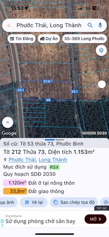 Bán đất 1153.4m² ngang 20m giá 5 tỷ Xã Phước Thái