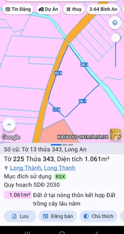 Bán đất 1061.4m² giá 7.5 tỷ Xã Long Thành