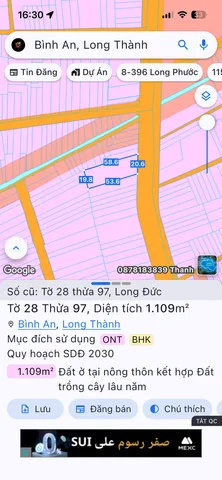 Bán đất 1109m² ngang 20m giá 40 tỷ Xã Bình An