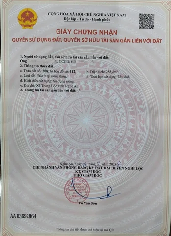 Bán Đất ở, DT: 285,8m2, vị trí xã Nghi Thuận, Nghi Lộc (cũ) gần khu CN; gần QL 1A