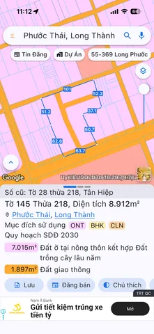 Bán đất 8912m² ngang 60m giá 70 tỷ Xã Phước Thái