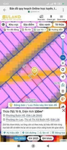 Bán đất 120m² giá 1.75 tỷ Phường Buôn Hồ
