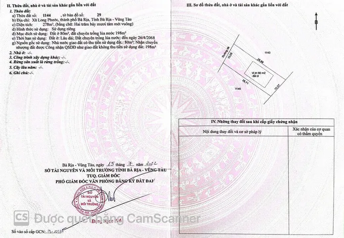 Bán đất 278m² ngang 10m giá 1.59 tỷ Phường Tam Long Tp Bà Rịa