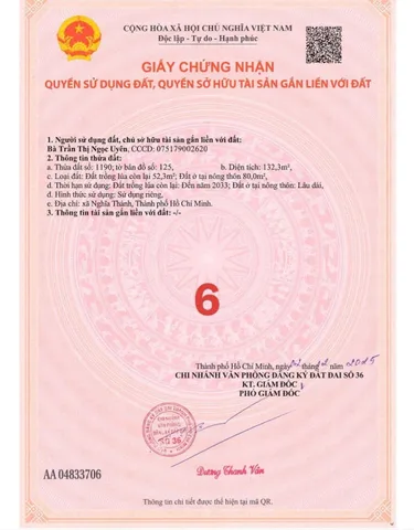 Bán đất 132,3m² ngang 6m giá 620 triệu Xã Nghĩa Thành Châu Đức