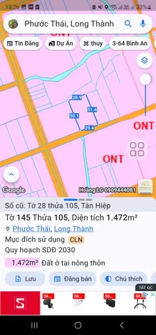 Bán đất 1471.7m² giá 6 tỷ Xã Phước Thái