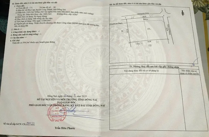 Bán đất 2445.5m² ngang 40m giá 11.5 tỷ Xã Long Phước