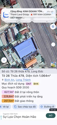 Bán đất 1064.5m² ngang 25m giá 32 tỷ Xã Bình An
