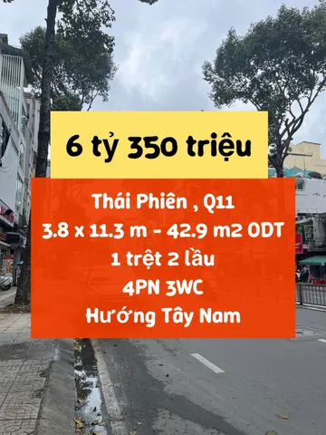 Mặt tiền Thái Phiên chỉ 𝟔.𝟑𝟱 tỷ !