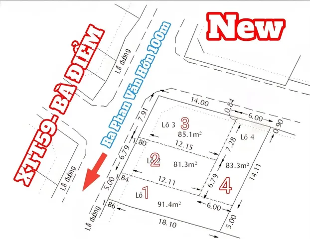 Bán đất 110m² ngang 5x22m giá 4.95 tỷ Xã Bà Điểm