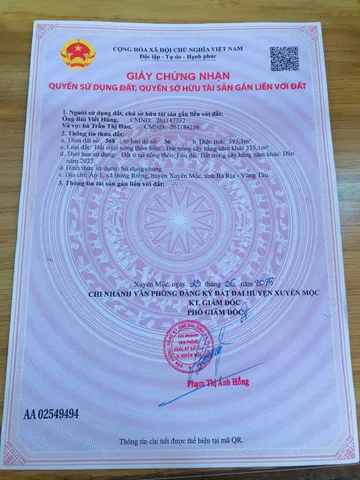 Bán đất 395,1m² ngang 9,6m giá 2 tỷ Xã Xuyên Mộc