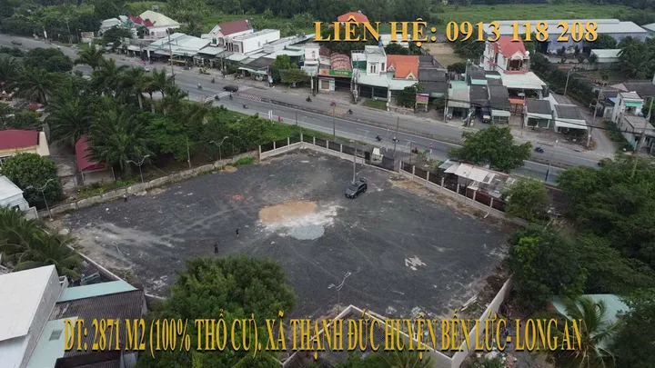Cần cho thuê Đất 2871 M2 (100% Thổ cư), mặt tiền 54 Mét Quốc lộ 1A thuộc xã Thạnh Đức Huyện Bến Lức, Long An nay thuộc tỉnh Tây Ninh (cách Bến xe Miền Tây, Tp. HCM 25 Km).