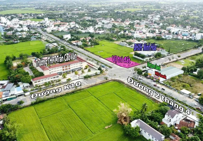 0938.113.403 Lô góc cực đẹp đuờng 2/4 đối diện Ngân hàng Vietcombank và truờng Trần Cảo Vân Bán đất 1482m² ngang 32m Phường Ninh Hòa