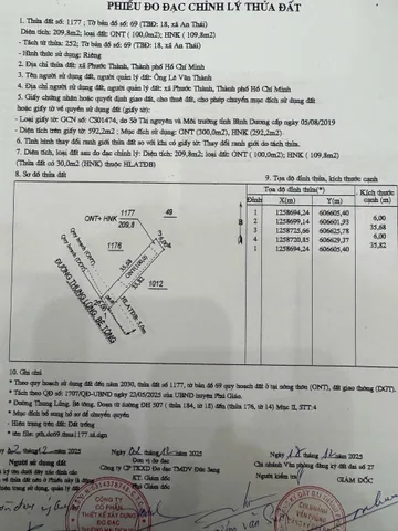Bán đất 239.8m² ngang 6m giá 550 triệu Xã Phước Thành