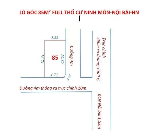SIÊU PHẨM LÔ 85M2 GÓC GIÁP ĐƯỜNG 1500 TỶ - NINH MÔN, NỘI BÀI, HÀ NỘI
