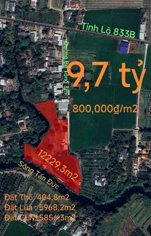 Bán đất 12229,3m² giá 9.7 tỷ Xã Nhựt Tảo