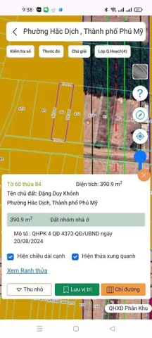 Bán đất 390.9m² ngang 10m giá 2.1 tỷ Phường Tân Thành Phú Mỹ
