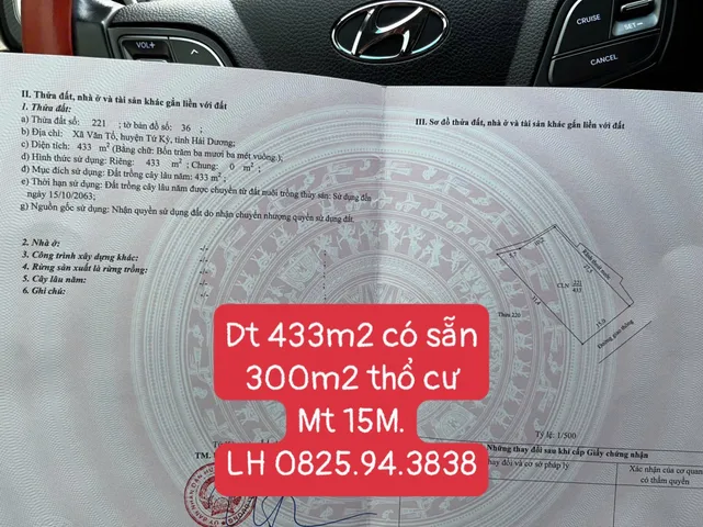ĐẤT MẶT ĐƯỜNG KCN Văn Tố – 433m², MT 15M – GIÁ CHỈ 4,5 TỶ