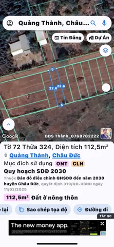 Bán đất 112,5m² ngang 5m giá 490 triệu Xã Bình Giã