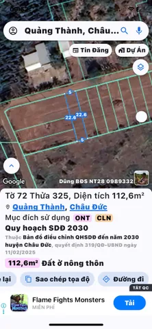 Bán đất 112,6m² ngang 5m giá 490 triệu Xã Bình Giã, Châu Đức