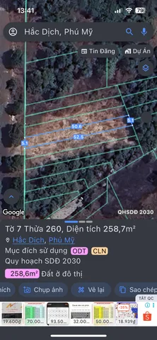 Bán đất 258,7m² ngang 5m giá 2.2 tỷ Phường Tân Thành Phú Mỹ