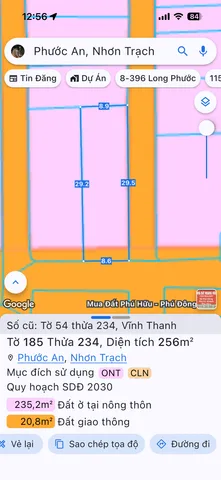 Bán đất 256.5m² ngang 8,6m giá 12.5 tỷ Xã Phước An