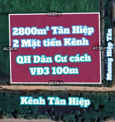 🛑Bán đất vườn Tân Hiệp 2800m² ngang 60x48m cách vành đai 3 đúng 100m khu quy hoạch tiềm năng hoành tráng Xã Hóc Môn gọi ngay ĐấtLớn.Com để sở hữu