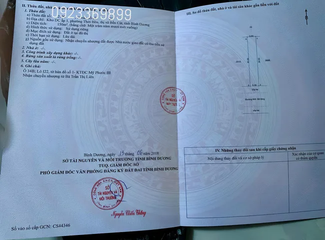 Bán 150m² đất ở đô thị Mỹ Phước 3, phường Thới Hoà, Tp. Hồ Chí Minh, giá rẻ chỉ 1.79 trọn sổ