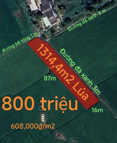 Bán đất 1314,4m² ngang 87m giá 800 triệu Xã Vàm Cỏ