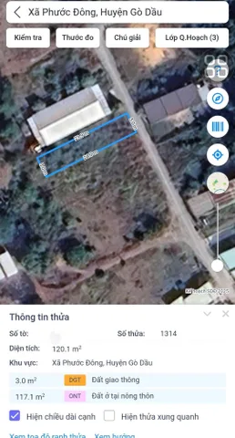 SÁT VÁCH KCN PHƯỚC ĐÔNG - 5x24M - GIÁ 650 TRIỆU (thương lượng thiện chí). LH:0772507203