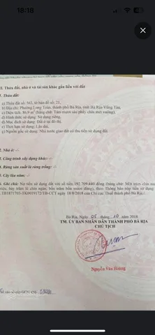 Bán đất 87m² ngang 5m giá 3.6 tỷ Phường Bà Rịa