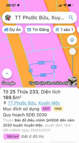 Bán đất 178.2m² ngang 10m giá 2.2 tỷ Xã Hồ Tràm