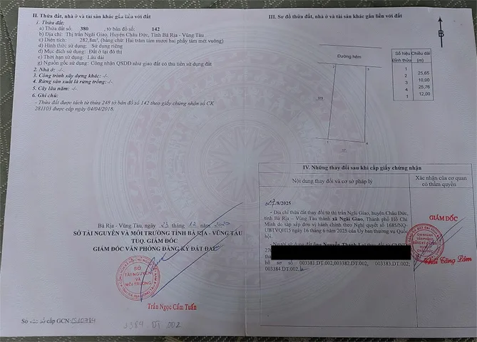 Bán đất 282m² ngang 10m giá 1.3 tỷ Xã Ngãi Giao