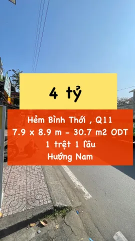 Hẻm Bình Thới cách mặt tiền 30m chỉ 4 tỷ !