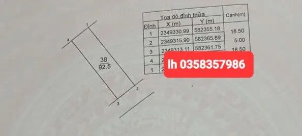 Bán đất 92.5m² có sẵn 9×.5m² thổ cư ngang 5m giá 2.95 tỷ tại Xã Nội Bài