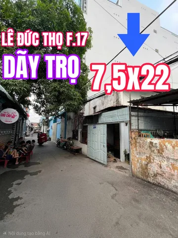 🟥BÁN ĐẤT 7,5x22m CÓ DÃY TRỌ VUÔNG DT ĐẸP TẠI P.17 LÊ ĐỨC THỌ GV 14TY4
