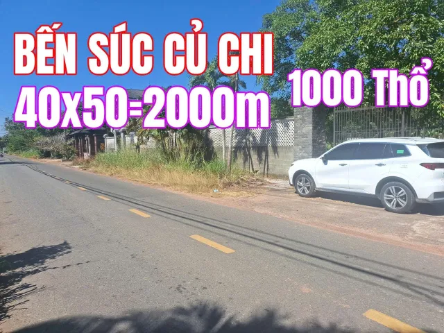 🟥Bán đất Mặt tiền Bến Súc Củ Chi diện tích đẹp 2000m² vuông vức 40x50m có 100p thổ làm nhà vườn, kho xưởng đẹp Xã An Nhơn Tây