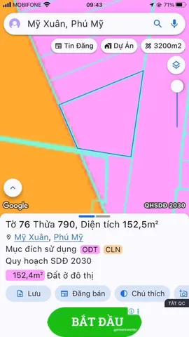 Bán đất 152,5m² ngang 8,8m giá 6.9 tỷ Phường Phú Mỹ