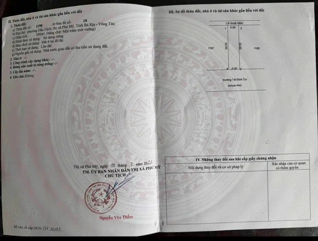 Bán đất 100m² ngang 5m giá 2.2 tỷ Phường Tân Thành Phú Mỹ