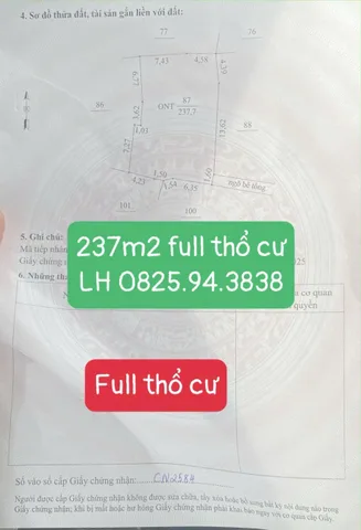📣 BÁN ĐẤT THỔ CƯ MINH ĐỨC – TỨ KỲ | 237m² | GIÁ 1,3 TỶ