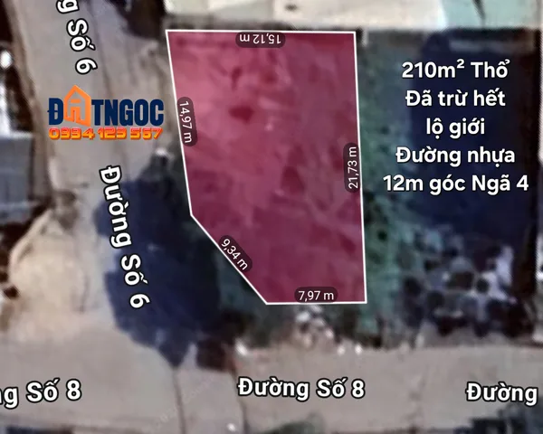 🟥Bán lô đất đẹp ngay góc ngã 4 trong KDC Hoàng Hải Bà Điểm rộng 210m² full thổ cư ngang 15m giá 10.5 tỷ gọi Đất Ngọc có giá tốt và thêm chọn lựa trong khu này