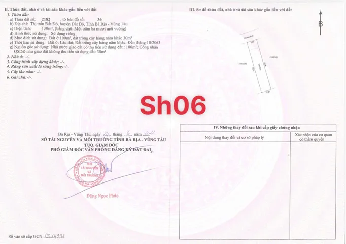 Bán đất 133.8m² có sẵn 130m² thổ cư ngang 5m giá 1.3 tỷ tại Xã Đất Đỏ