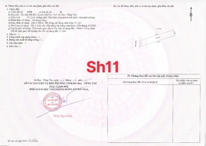 Bán đất 135.1m² có sẵn 130m² thổ cư ngang 5m giá 1.3 tỷ tại Xã Đất Đỏ
