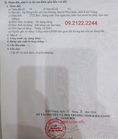 Bán đất 2741.1m² ngang 60m Búng Gội, Cửa Dương giá 16.34 tỷ tại Đặc khu Phú Quốc