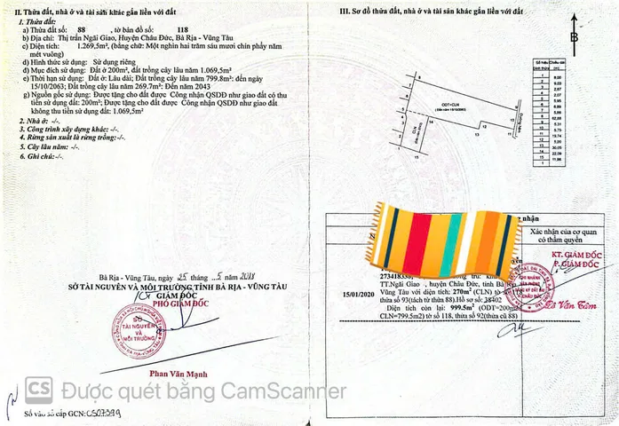Bán đất 3295m² có sẵn 200m² thổ cư ngang 25.4m giá 2.5 tỷ tại Xã Ngãi Giao