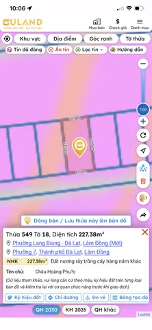 Bán đất 227m² full thổ cư ngang 10,5m giá 6.2 tỷ tại Phường Lang Biang - Đà Lạt