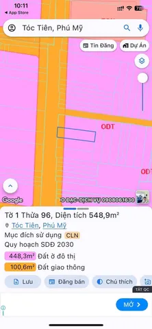 Bán đất 549m² có sẵn 100m² thổ cư ngang 12m giá 6.4 tỷ tại Xã Châu Pha