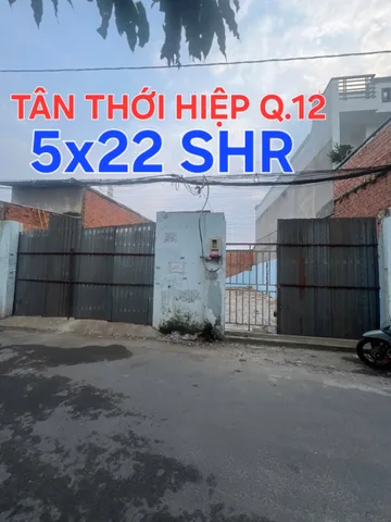 🟥Bán 2 lô đất mặt tiền Tân Thới Hiệp 110m² 5x22m có sẵn 100m² giá 6,1 tỷ tại Phường Tân Thới Hiệp Q11
