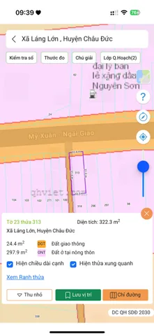 Bán đất 322.4m² có sẵn 100m² thổ cư ngang 10.3m giá 2.85 tỷ tại Xã Kim Long