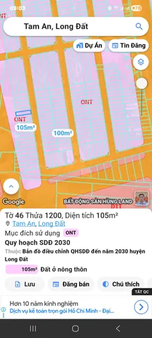 Bán đất 105.9m² có sẵn 105m² thổ cư ngang 5m giá 1.27 tỷ tại Xã Long Điền