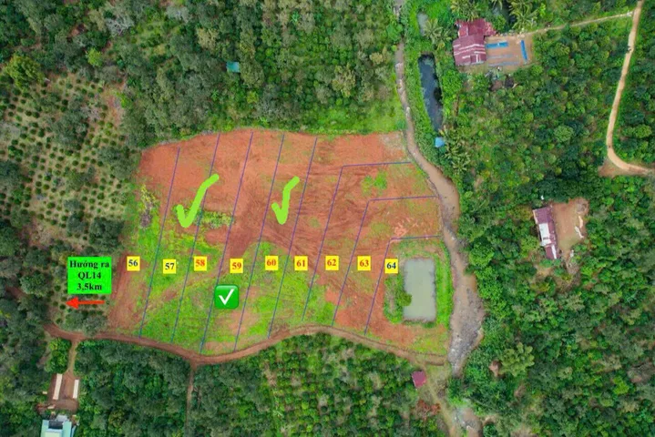 Bán đất 1052m² ngang 12,76m giá 260 triệu tại Xã Quảng Tín cách ql14 chỉ 3,5km 0938609098